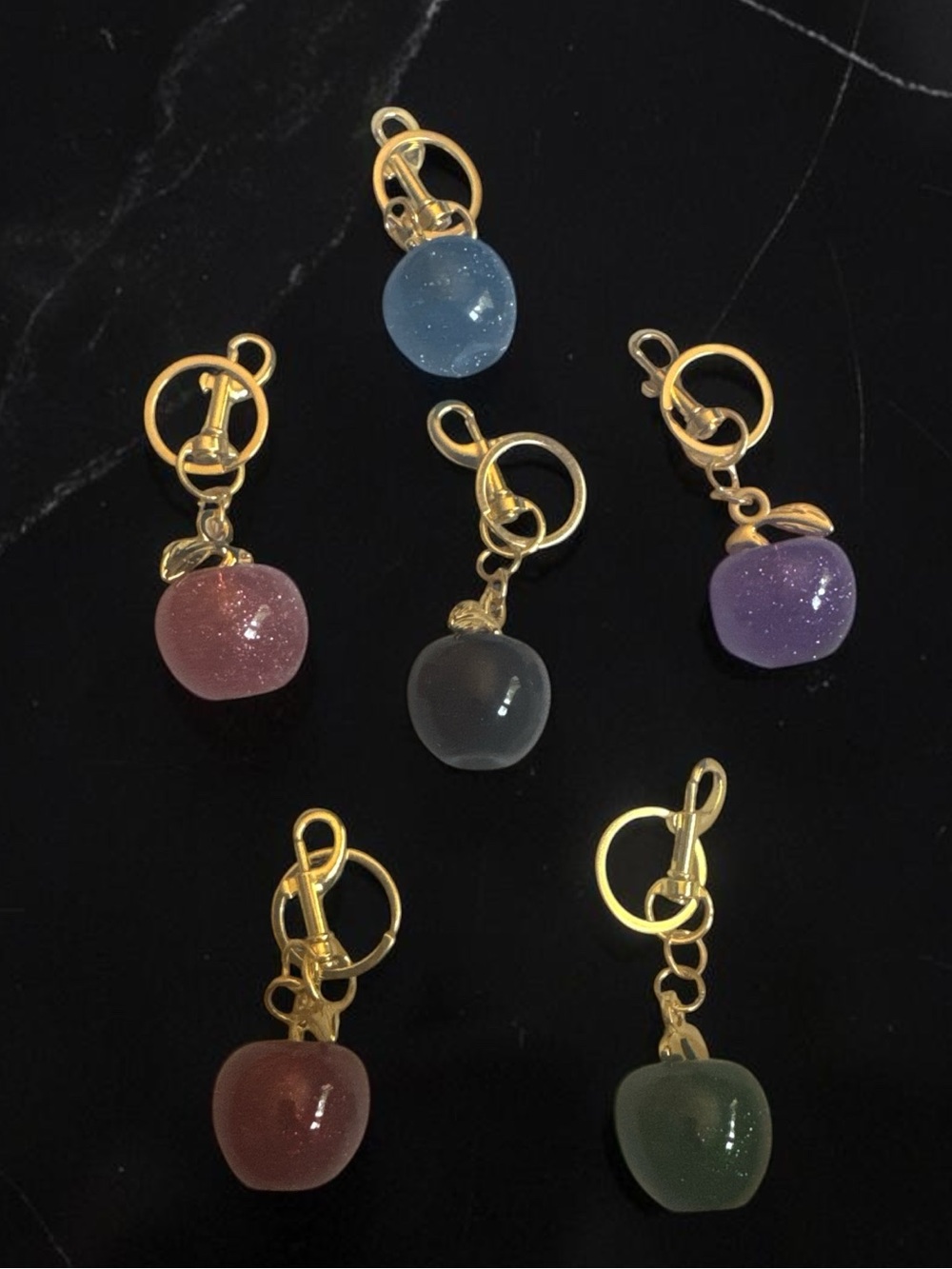 Apple Bag Charm Keychains - Assorted Colors ‼️PICK ONE‼️ (gold tone hardware)